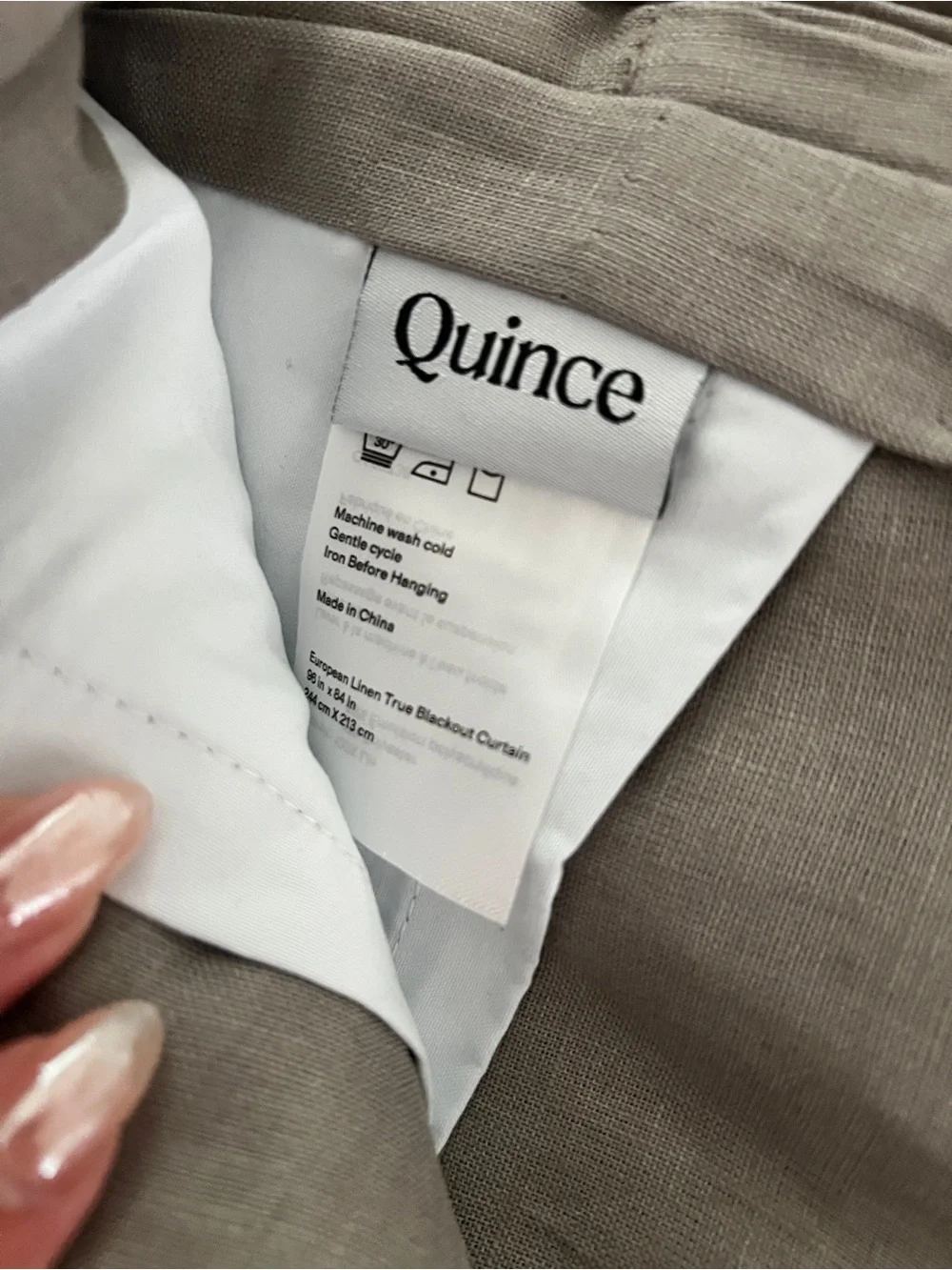Quince European Linen True Blackout Curtain Panel 96x84